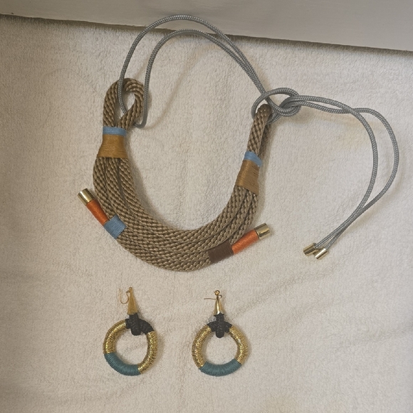 Jewelry - Handmade elegant Multicolor Rope Necklace and Earring Set